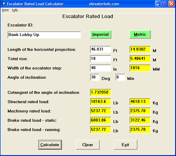  Escalator Rated Load Calculator 