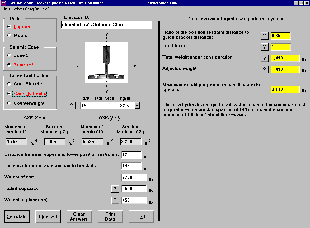  Seismic Zone Bracket Spacing & Rail Size Calculator 