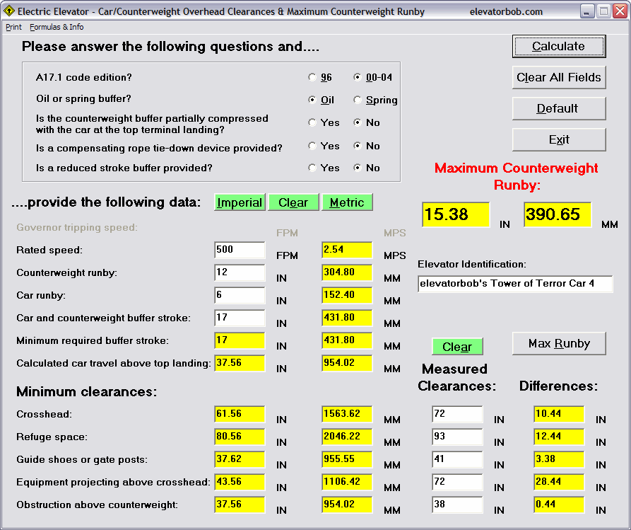  Top of Car Clearances Calculator 